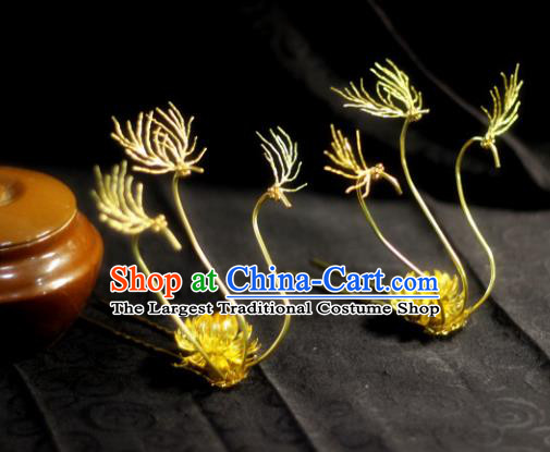 Chinese Traditional Hanfu Golden Hairpins Ancient Princess Hair Accessories for Women