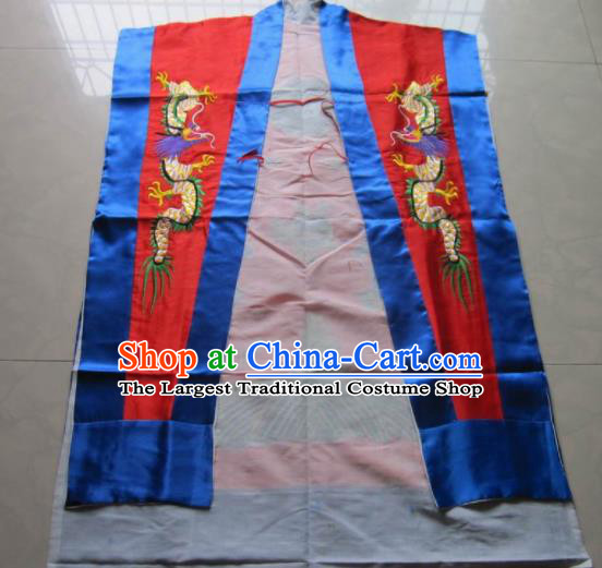 Chinese National Quanzhen Red Taoist Frock Embroidered Dragon Cassock Traditional Taoism Rites Costume for Men