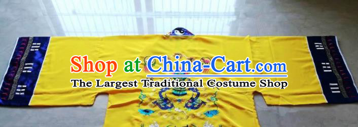 Chinese National Quanzhen Taoist Yellow Frock Cassock Traditional Taoism Rites Costume for Men
