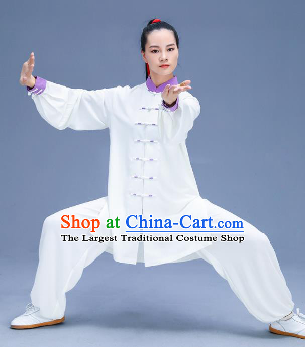 Chinese Traditional Kung Fu Training White Garment Outfits Martial Arts Stage Show Costumes for Women