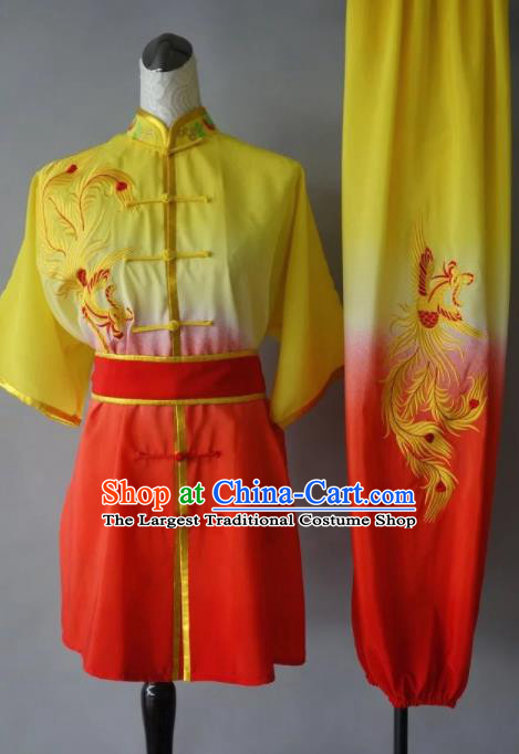 Chinese Tai Chi Embroidered Phoenix Garment Outfits Traditional Kung Fu Martial Arts Training Costumes for Women