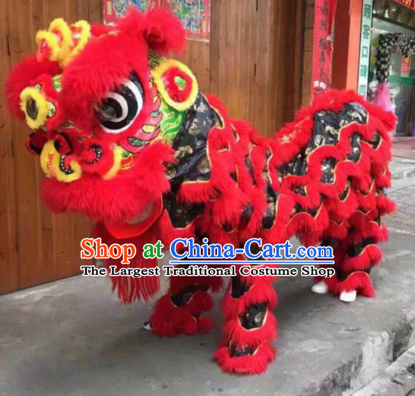 Top Chinese World Lion Dance Competition Red Fur Lion Head Lion Dance Costumes for Adult