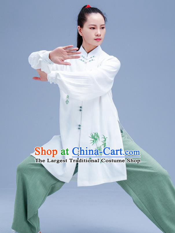 Chinese Traditional Kung Fu Embroidered Bamboo Outfits Martial Arts Competition Costumes for Women