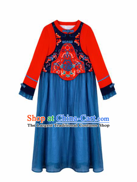 Chinese Traditional Embroidered Dress National Qipao Cheongsam Costumes for Women