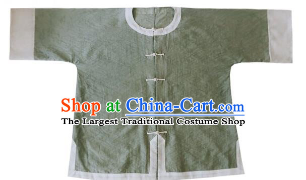 Chinese Traditional Tang Suit Light Green Shirt National Upper Outer Garment Blouse Costume for Women