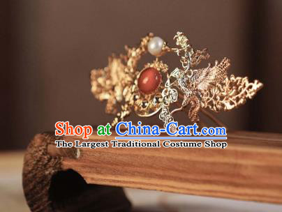 Chinese Traditional Ming Dynasty Empress Hair Accessories Ancient Court Queen Golden Hairpins for Women