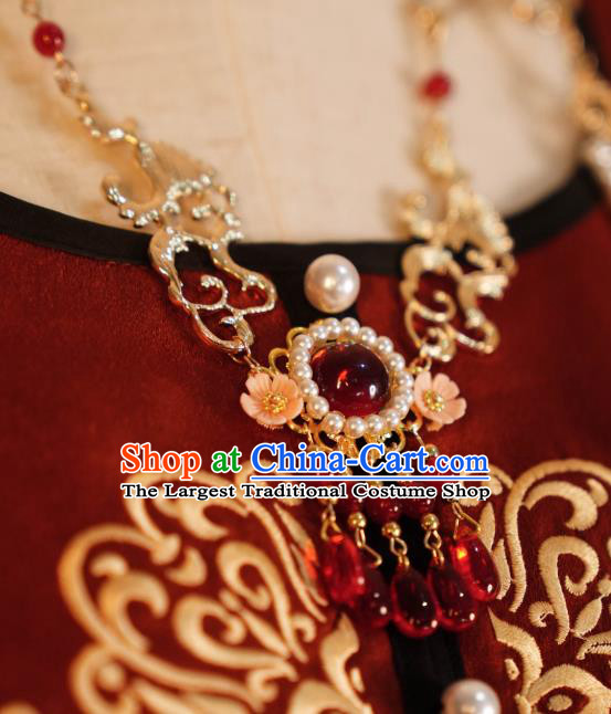 Chinese Traditional Ming Dynasty Princess Necklace Accessories Ancient Court Lady Necklet for Women