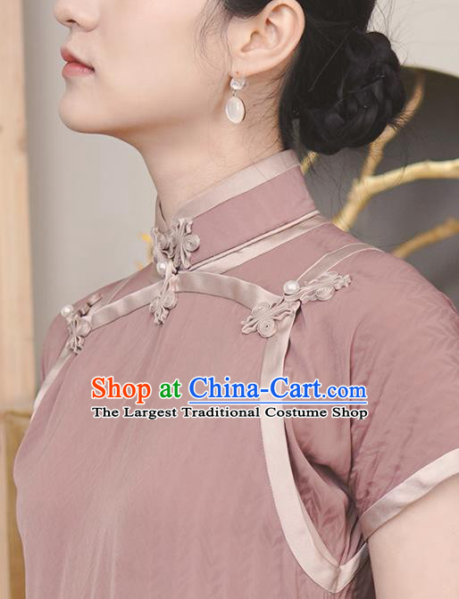 Republic of China Traditional Pink Qipao Dress Chinese National Tang Suit Cheongsam Costumes for Women