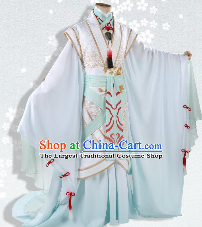 Chinese Traditional Cosplay Royal Prince White Clothing Ancient Swordsman Costumes for Men