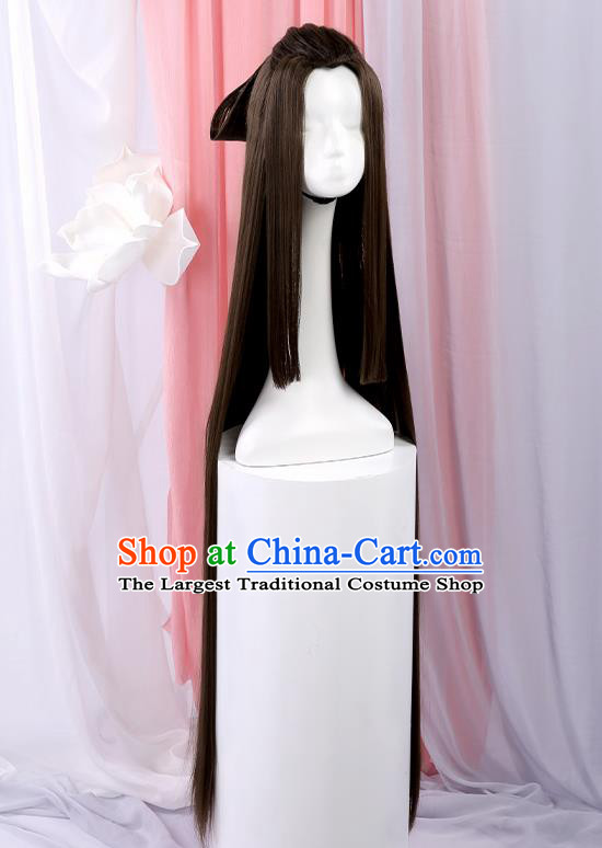 Chinese Traditional Cosplay Onmyoji Black Wigs Ancient Swordsman Wig Sheath for Men
