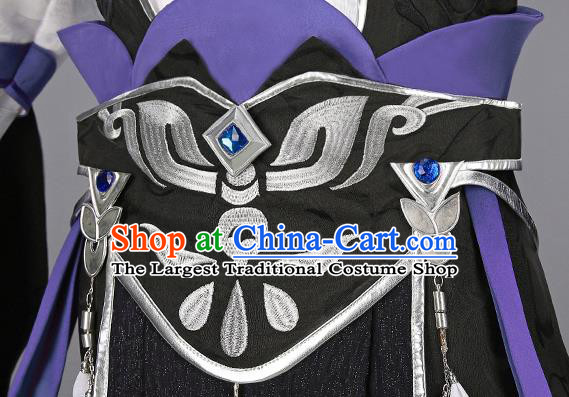 Chinese Traditional Cosplay Prince Purple Clothing Ancient Swordsman Costumes for Men