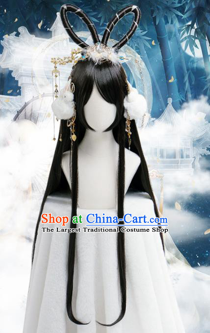 Chinese Traditional Cosplay Goddess Wigs Ancient Princess Wig Sheath for Women