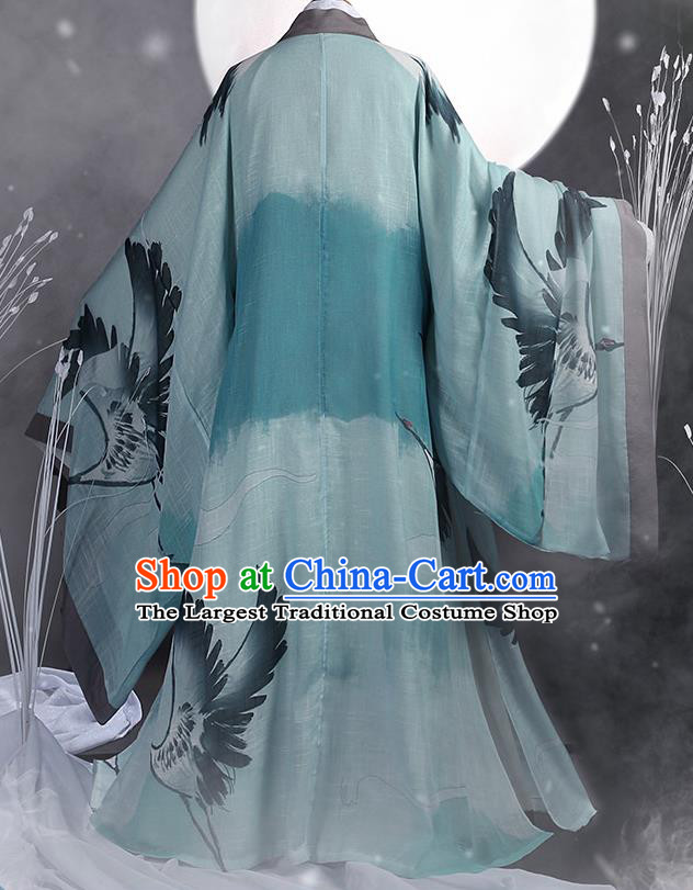 Chinese Traditional Cosplay Nobility Childe Green Clothing Ancient Swordsman Costumes for Men