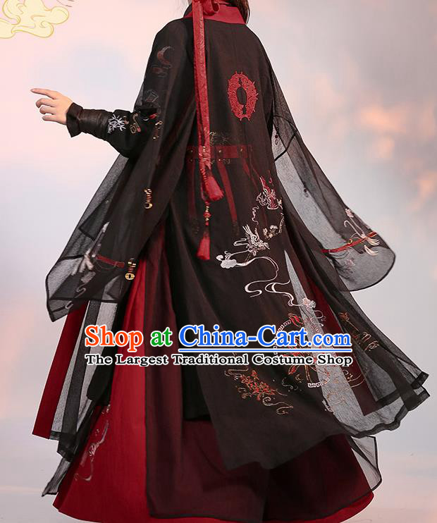 Chinese Traditional Cosplay Knight Brown Clothing Ancient Swordsman Costumes for Men