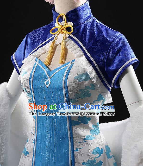 Chinese Traditional Cosplay White Qipao Dress Ancient Swordsman Costumes for Women