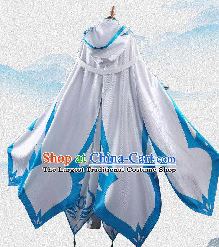 Chinese Traditional Cosplay Knight White Clothing Ancient Swordsman Costumes for Men