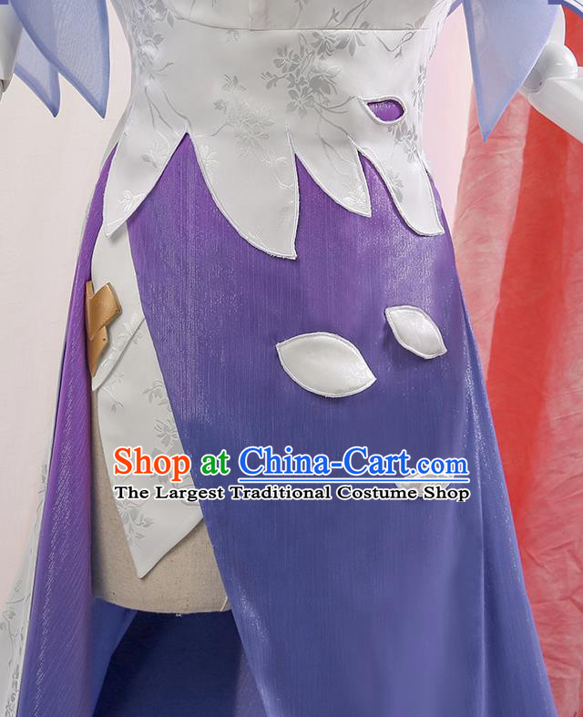 Chinese Traditional Cosplay Lilac Qipao Dress Ancient Swordsman Costumes for Women