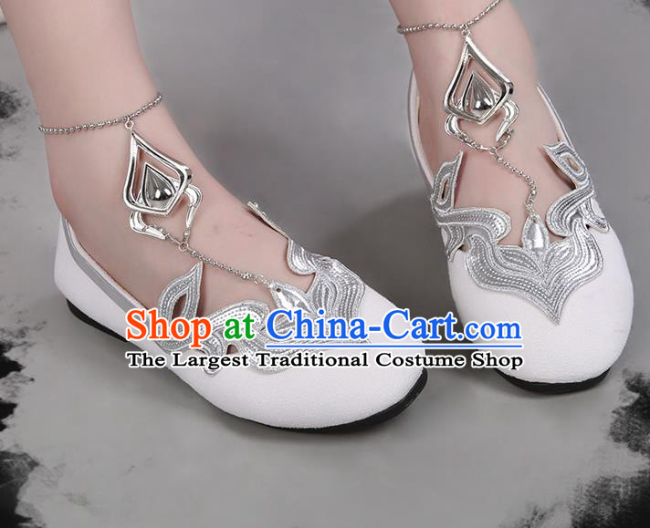 Chinese Traditional Hanfu White Shoes Ancient Princess Shoes for Women