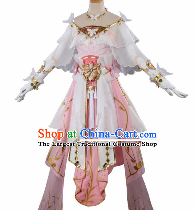 Chinese Cosplay Fairy Pink Hanfu Dress Traditional Ancient Female Swordsman Costumes for Women