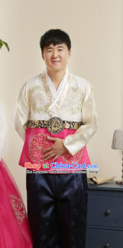 Korean Traditional Wedding Blouse and Navy Pants Hanbok Asian Korea Bridegroom Fashion Costume for Men
