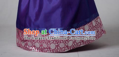 Korean Traditional Court Hanbok White Blouse and Purple Dress Garment Asian Korea Fashion Costume for Women