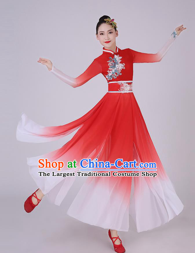 Chinese Traditiona Classical Dance Red Dress Umbrella Dance Costume for Women