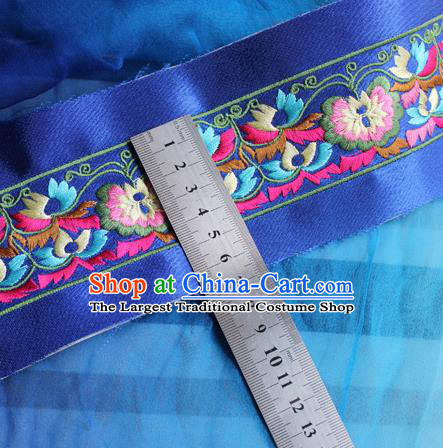 Chinese Traditional Embroidered Flowers Royalblue Applique Embroidery Patch Embroidery Craft Accessories