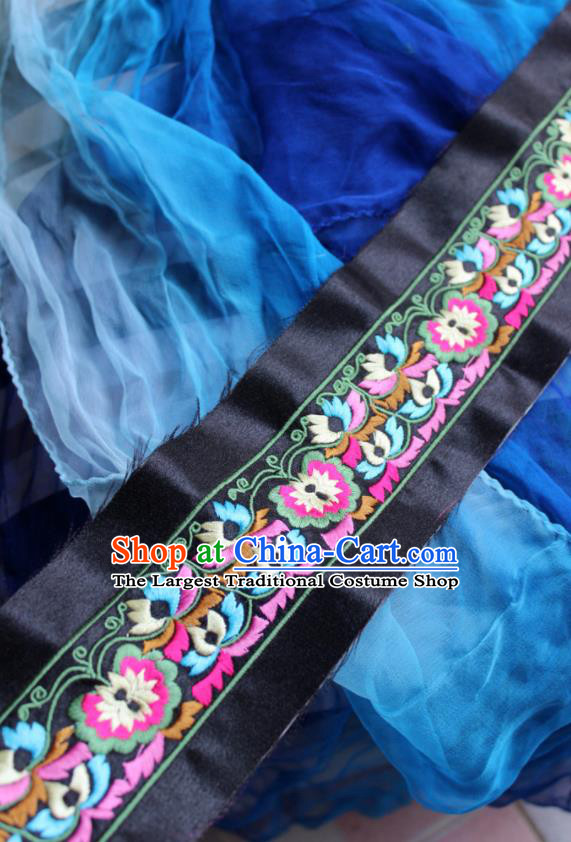 Chinese Traditional Embroidered Flowers Black Applique Embroidery Patch Embroidery Craft Accessories