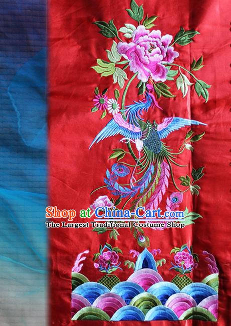 Chinese Traditional Embroidered Phoenix Peony Red Patch Embroidery Dress Applique Craft Embroidering Accessories