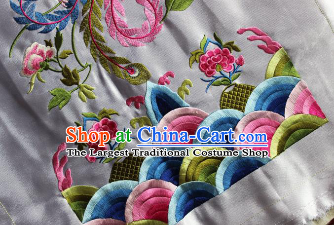 Chinese Traditional Embroidered Phoenix Peony White Patch Embroidery Dress Applique Craft Embroidering Accessories