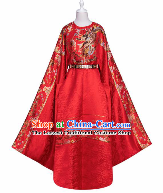 Chinese Traditional Ming Dynasty Bridegroom Wedding Red Hanfu Garment Ancient Emperor Costumes for Women