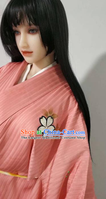 Traditional Japan Geisha Printing Sakura Pink Furisode Kimono Asian Japanese Fashion Apparel Costume for Women