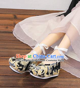 Chinese Traditional Classical Dragon Pattern Black Satin Embroidered Shoes Princess Shoes Opera Shoes Hanfu Shoes for Women