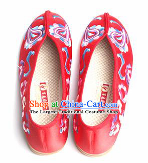 Chinese Traditional Embroidered Red Shoes Opera Shoes Hanfu Shoes Satin Shoes for Women