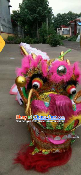 Chinese Traditional Dragon Dance Pink Lotus Dragon Head Lantern Festival Folk Dance Prop