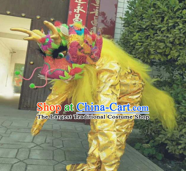 Cosplay Kylin Traditional Chinese New Year Yellow Costume Complete Set