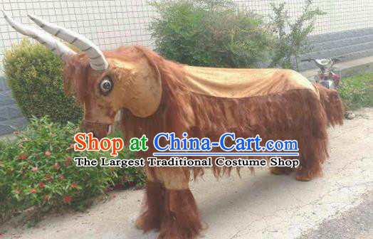Cosplay Yak Traditional Chinese New Year Stage Performance Brown Costume Complete Set
