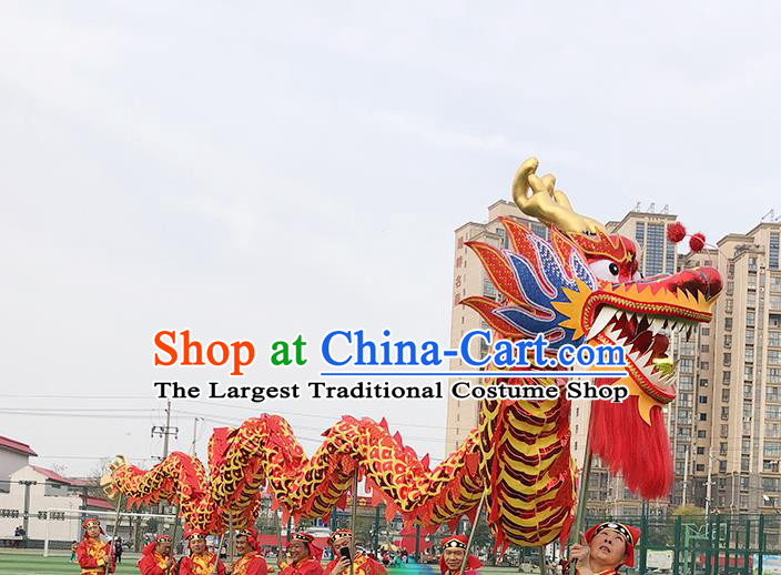 Chinese Traditional Dragon Dance Red Dragon Head Lantern Festival Folk Dance Prop Complete Set