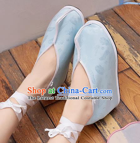 Asian Chinese Traditional Princess Shoes Blue Shoes Opera Shoes Hanfu Shoes for Women