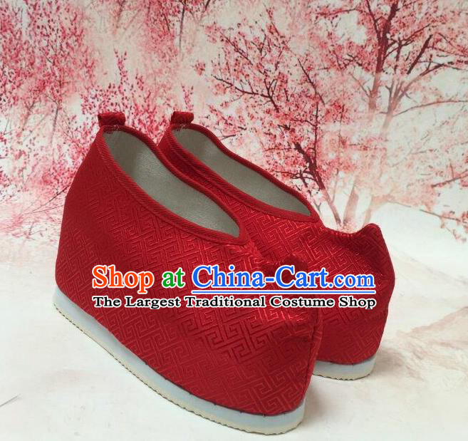 Asian Chinese Traditional Wedding Red Satin Shoes Princess Shoes Opera Shoes Hanfu Shoes for Women
