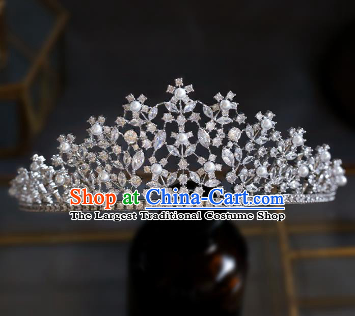 Top Grade Baroque Queen Luxury Zircon Flowers Royal Crown Wedding Bride Hair Accessories for Women