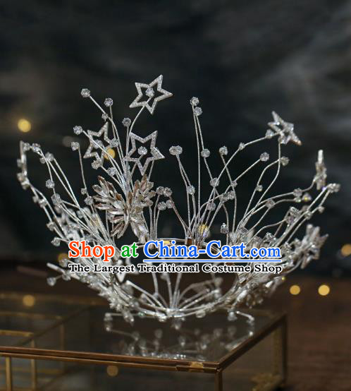 Top Grade Baroque Queen Crystal Stars Royal Crown Wedding Bride Hair Accessories for Women