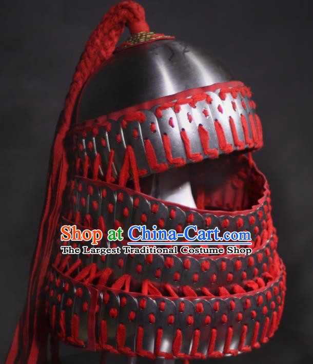 Chinese Traditional Qing Dynasty General Helmet Ancient Soldier Hat Headwear for Men