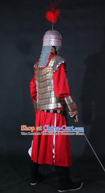 Chinese Traditional Tang Dynasty General Body Armor Ancient Soldier Swordsman Costumes for Men