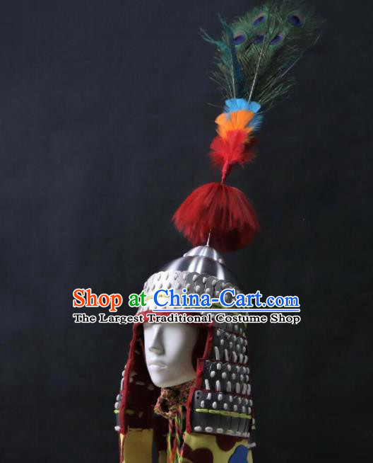 Chinese Traditional Ming Dynasty General Helmet Ancient Soldier Hat Headwear for Men
