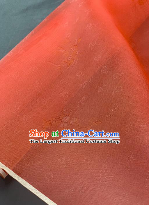 Chinese Traditional Classical Clouds Pattern Design Watermelon Red Silk Fabric Asian Hanfu Material