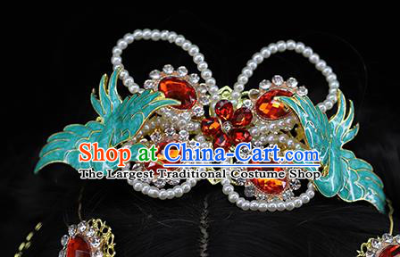 Traditional Chinese Handmade Pearls Crane Hair Crown Headdress Ancient Hanfu Hair Accessories for Women