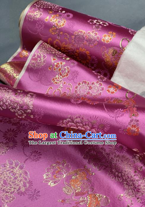 Chinese Classical Chrysanthemum Pattern Design Pink Silk Fabric Asian Traditional Hanfu Brocade Material