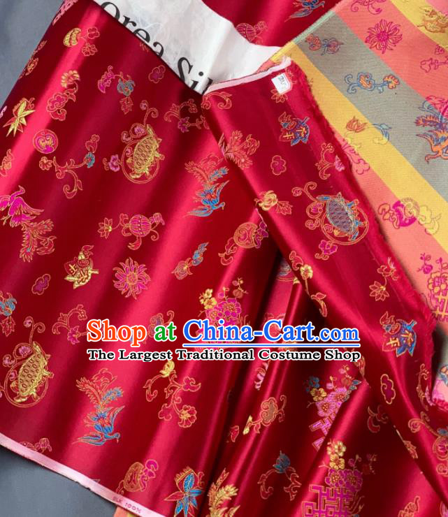 Chinese Classical Phoenix Bamboo Pattern Design Red Silk Fabric Asian Traditional Hanfu Brocade Material