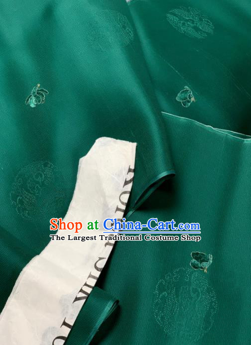 Chinese Classical Round Pattern Design Green Silk Fabric Asian Traditional Hanfu Material
